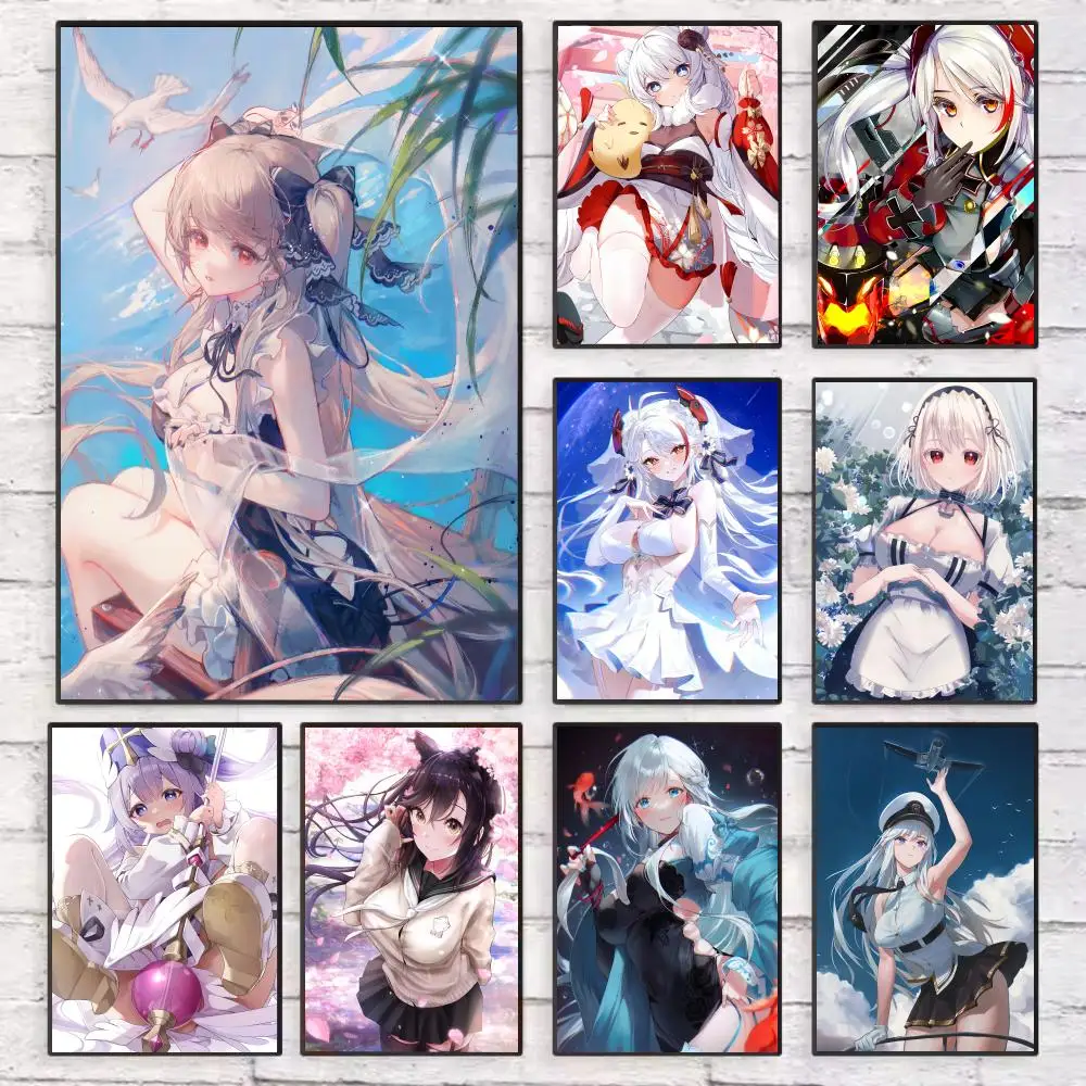 

Anime Cute A-Azur LaneS Poster Wall Art Sticky for Living Room Bedroom Office Hallway Bar Home Decor Gift Idea