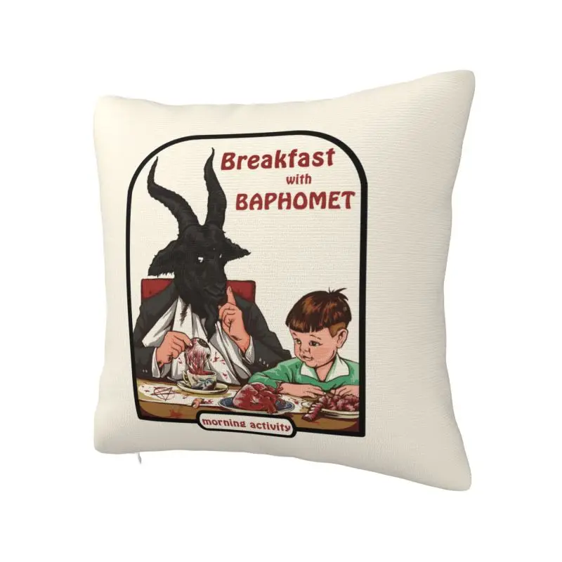 Breakfast With Baphomet Pillow Case 45x45cm Home Decorative Nordic Devil Satan Demon Goat Cushions for Sofa Square Pillowcase