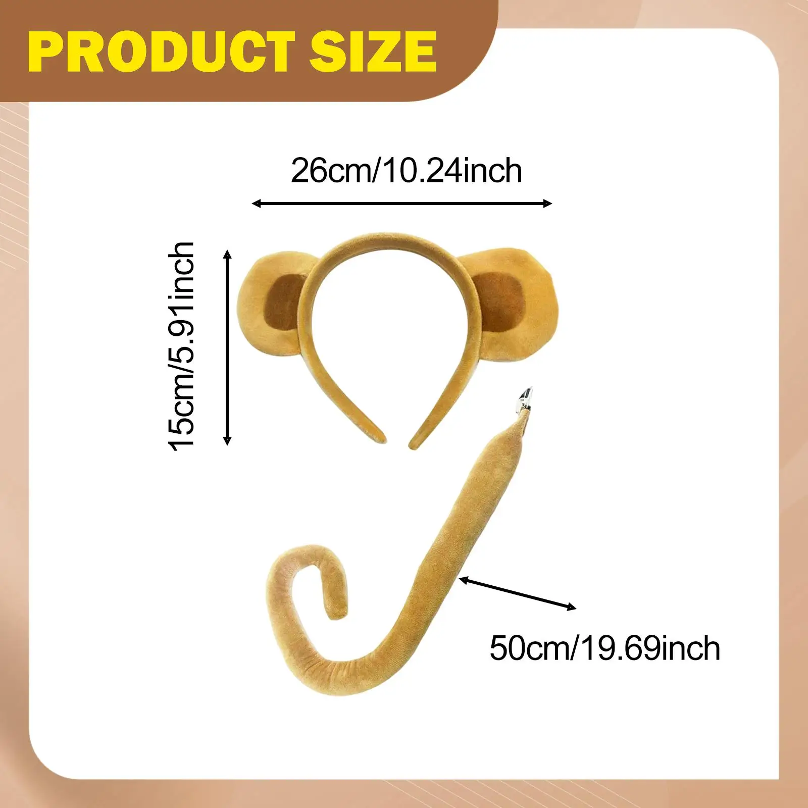 Monkey Ears and Tail Set Cosplay Props for Carnival Birthday