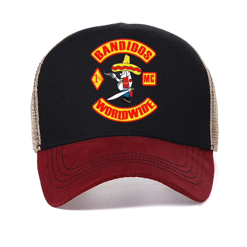 

Bandidos motorcycle club men baseball Cap summer fashion Mesh Trucker Hat Adjustable Breathable Snapback hats