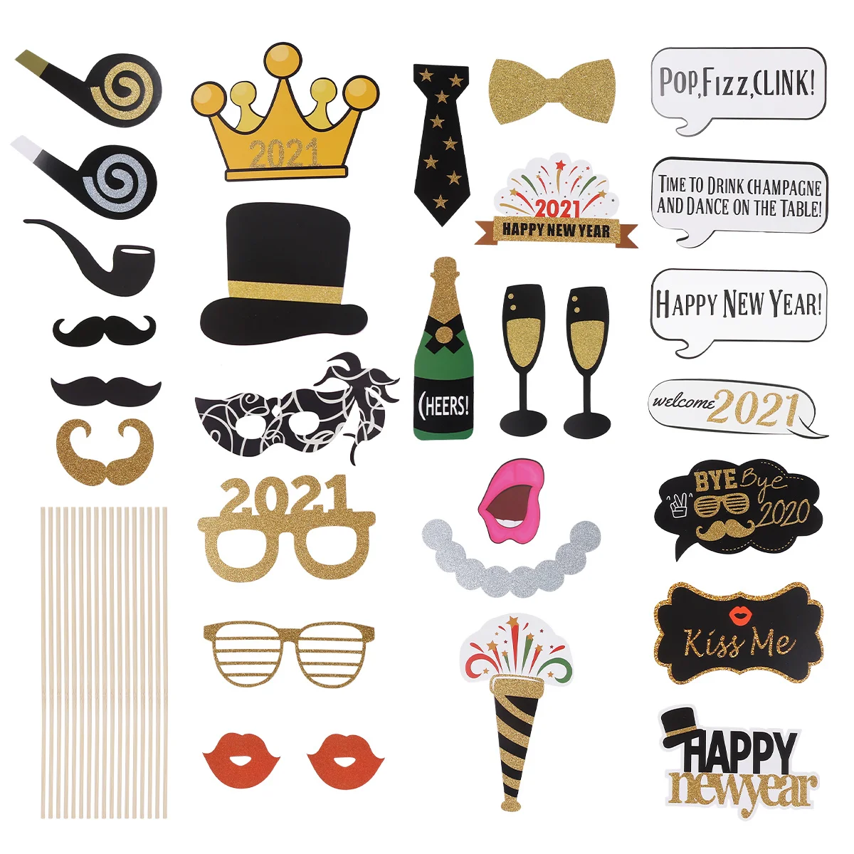 

29Pcs Christmas Party Photo Props Handheld Paper Selfie Booth New Year Celebration Accessories Photo Props for New Year