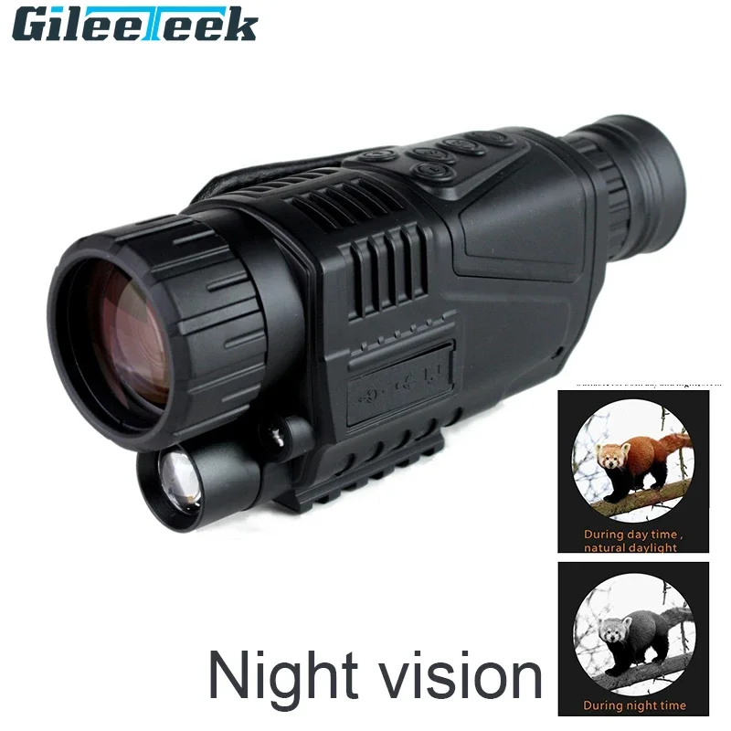 P1S อินฟราเรด Digital Night Vision Monocular Scope Monocular อินฟราเรดดิจิตอล Dark Dark 150M พร้อม DVR 5X ซูม Night Vision อุปกรณ์