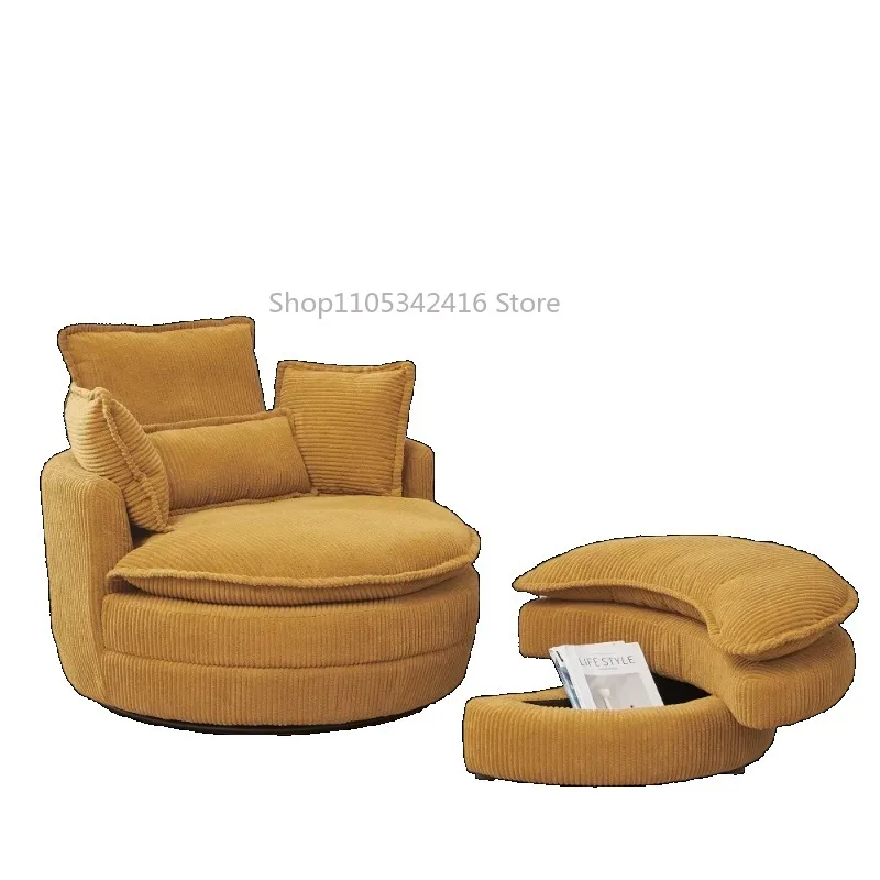 Oversized Swivel Round Loveseat, Modern Accent Circle Barrel Chair for Living Room