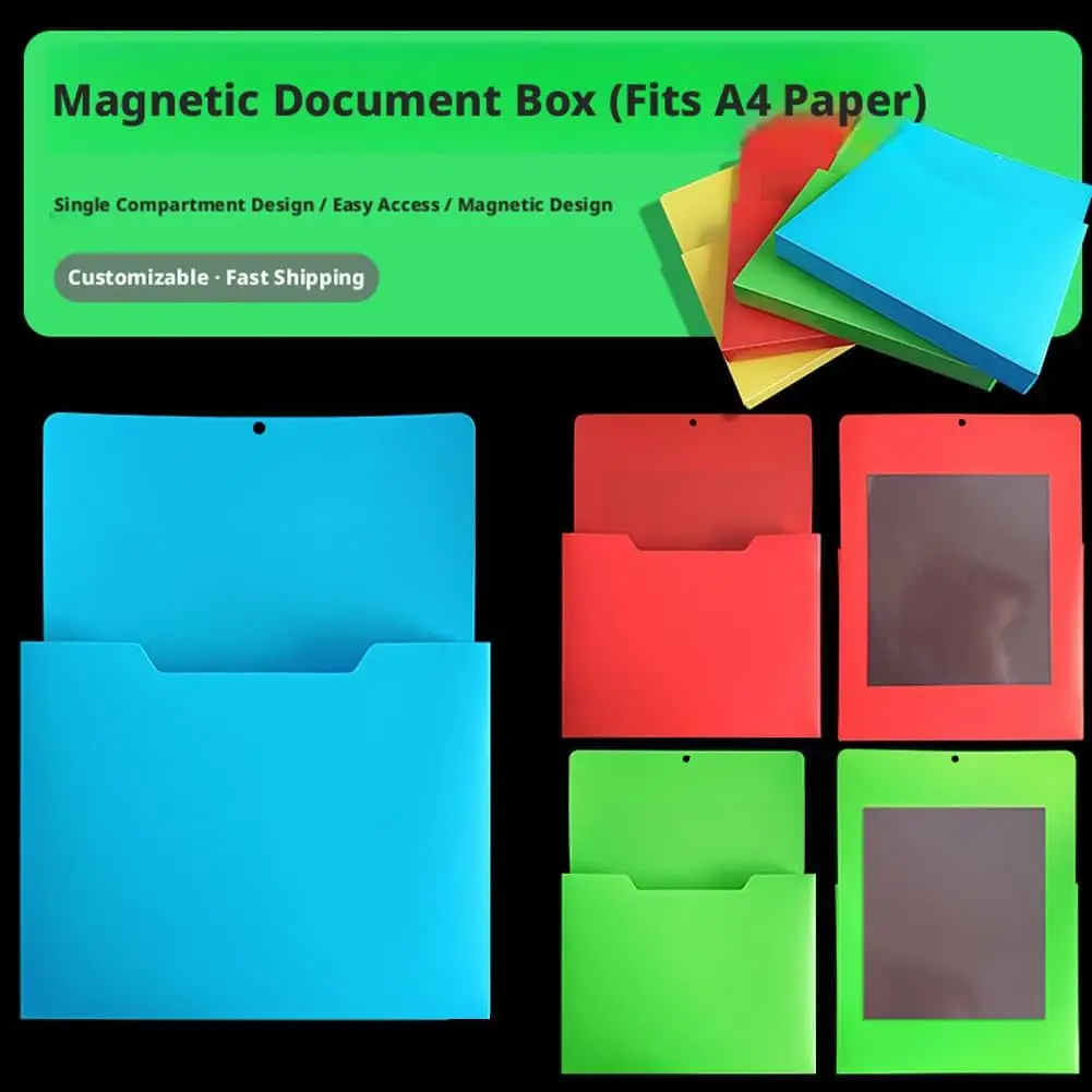 Magnetic Wall Mount Storage Box, Hanging Document File Mail Paper Folder Organizer, Magazine Holder for Home Office School