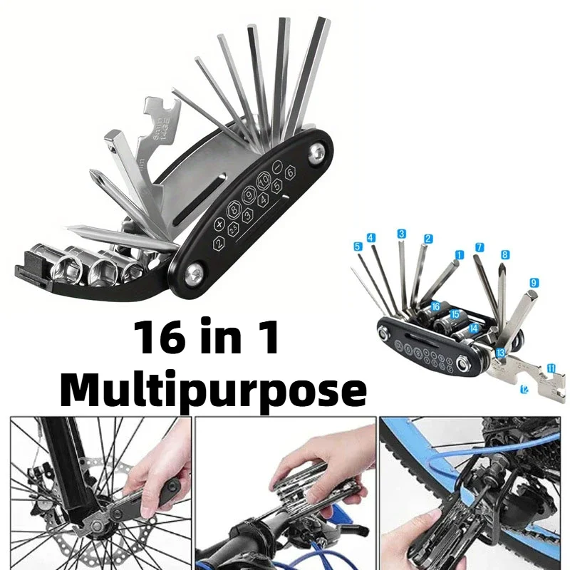 Bike Portable Socket 16 in 1 Multipurpose Wrench Bicycle Multi Tool Screwdriver Mountain Motorcycle Bicycle Repair Tools