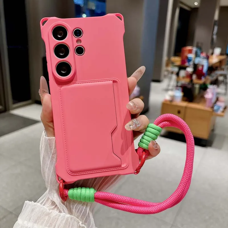 Shockproof Silicone Wallet Case for Samsung Galaxy for Samsung S26 S25 Ultra Plus FE Card Holder Pocket Bag Cover