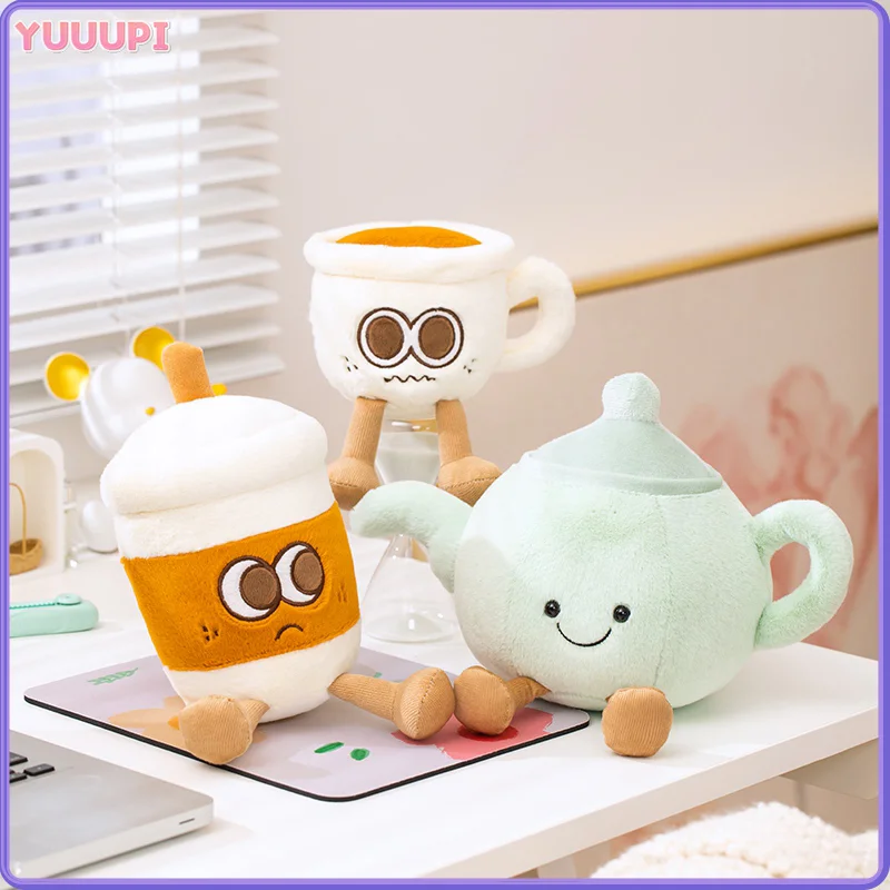 

Coffee Cup Mug Teapot Funny Plush Toys For Adults Collectible Bottle Mug Plushie Kids Travel Companion Play House Birthday Gifts