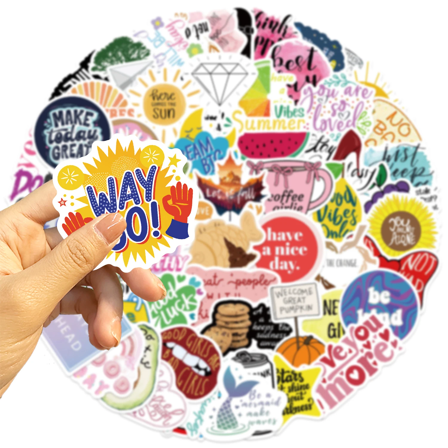 60pcs Motivational Phrases Inspirational Stickers Skateboard Suitcase Graffiti Luggage Motorcycle DIY Sticker