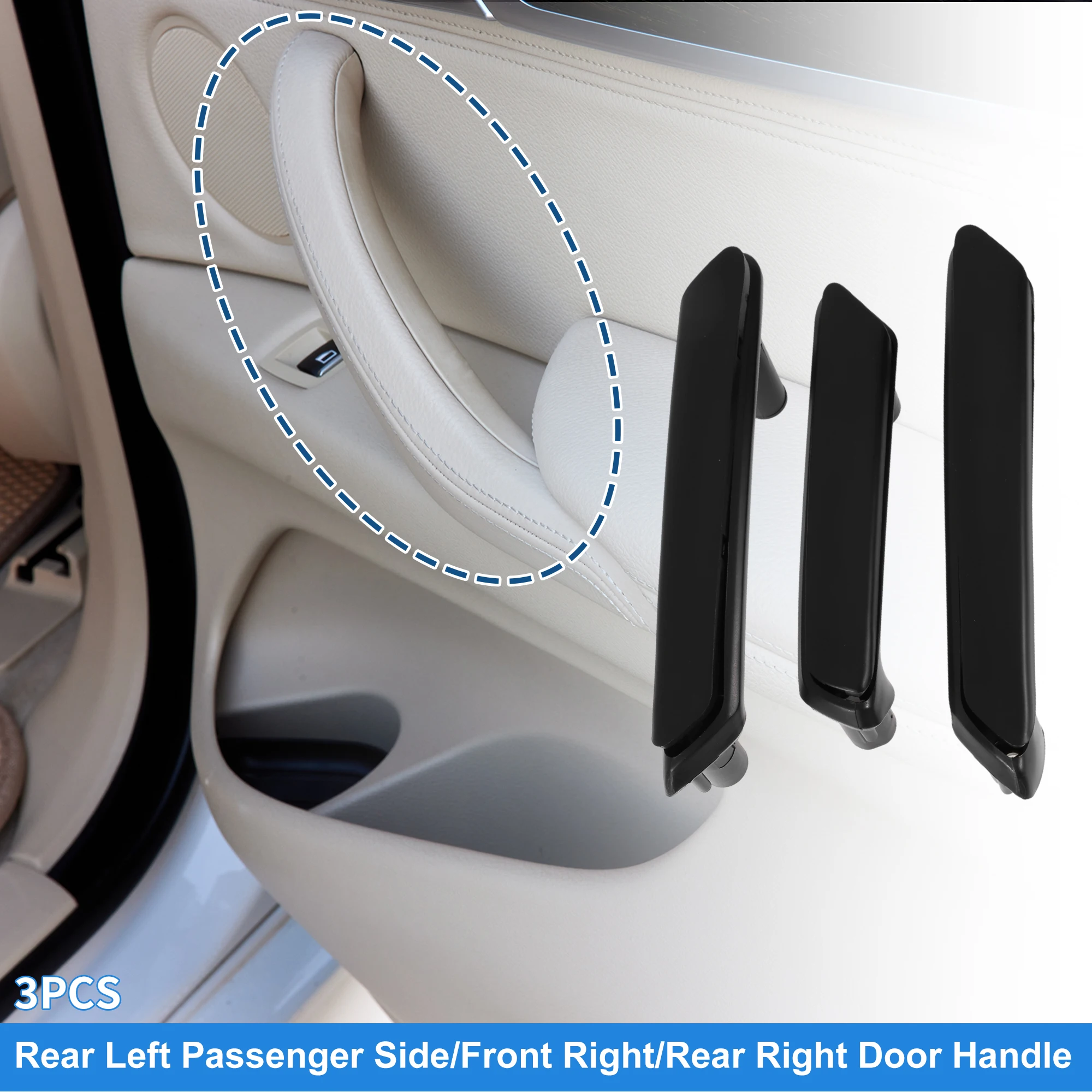 

UXCELL Inner Door Panel Handle for VW Passat B5 2001-2005 No.3B4867372 Black