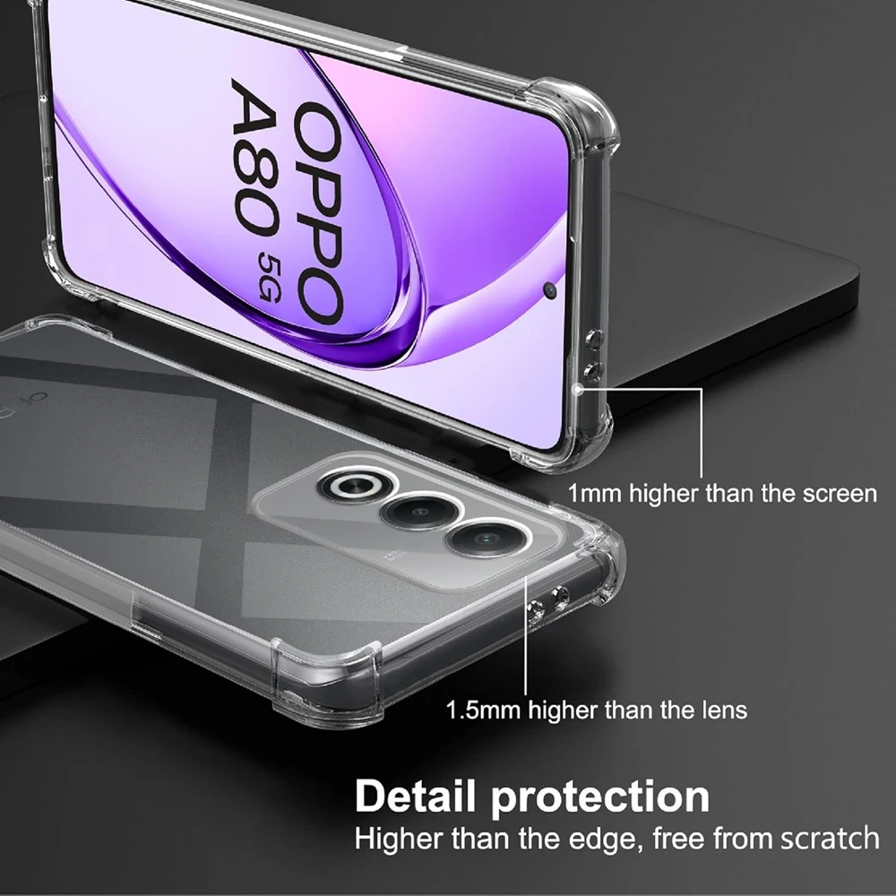 Four-Corners Shockproof TPU Case for OPPO A80 5G A40 A40M A60 A3 Pro 5G A3x Protective Cover Clear Capa Fundas Coque