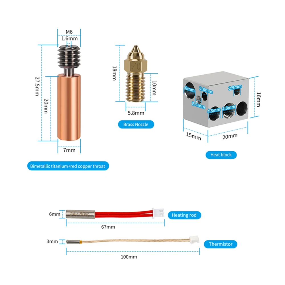 Kit Hotend para Elegoo Neptune 4, pieza de impresora 3D, Bimetal Heatbreak, bloque de calor, termistor para Neptune 4 Pro, cabezal de impresión