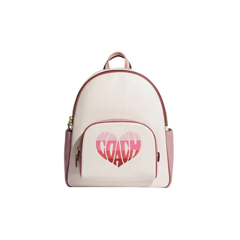 COACH Court Cow Leather With Textile Backpack Large Women's White & Pink CA246-IMCAH