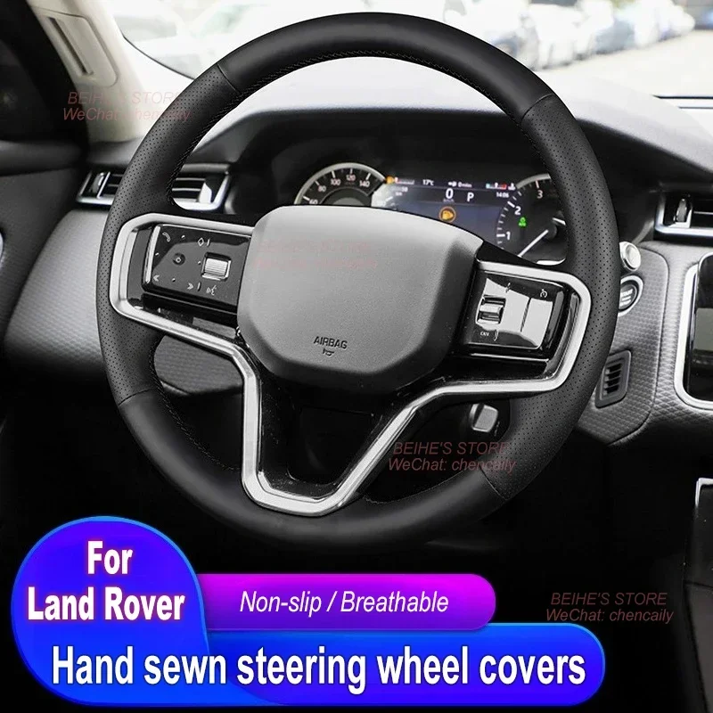 Hand-stitched Nappa Leather Car Steering Wheel Cover for Land Rover Discovery Range Rover Evoque Velar Interior Accessories