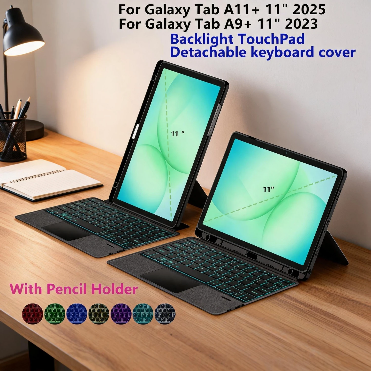 Keyboard Case for Samsung Galaxy Tab A11 Plus 11inch 2025 X230 SM-X235 with Smart TouchPad Backlight Keyboard Cover a9 plus