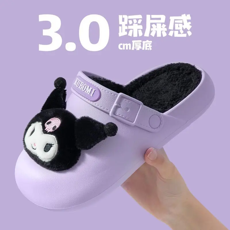 Simpatiche pantofole in cotone Hello Kitty My Melody Kuromi, autunno e inverno per interni, antiscivolo, calde, pantofole in cotone per la casa, regalo per le vacanze