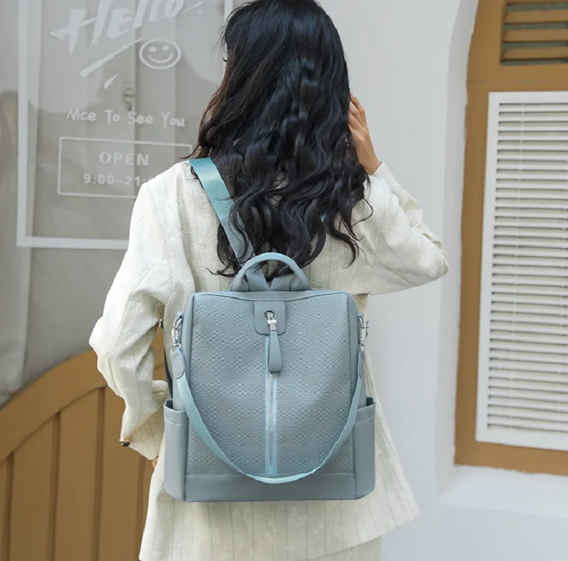 New Korean Fashion Soft Leather Large Capacity Travel Backpacks Women's Anti Theft Shoulder Bags Totes Notebook School Bag