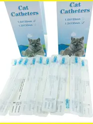 2PCS Pet Feline Cat Urinary Retention Catheter Plastic Urethra Luer Disposable Stone Pass Tube Pipe Clinic Hospital Supplies