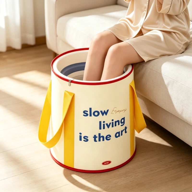 Portable Foldable Foot Bath Bag Simple High Calf Foot Soaking Bucket Household Adult Travel Foot Care Storage Pouch