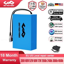 EScooter Ebike Battery Pack 36V 48V 52V 60V 72V 40Ah 25Ah 20Ah Waterproof Lithium Batteries 250W-3000W Motorcycle/Trikes/Bicycle