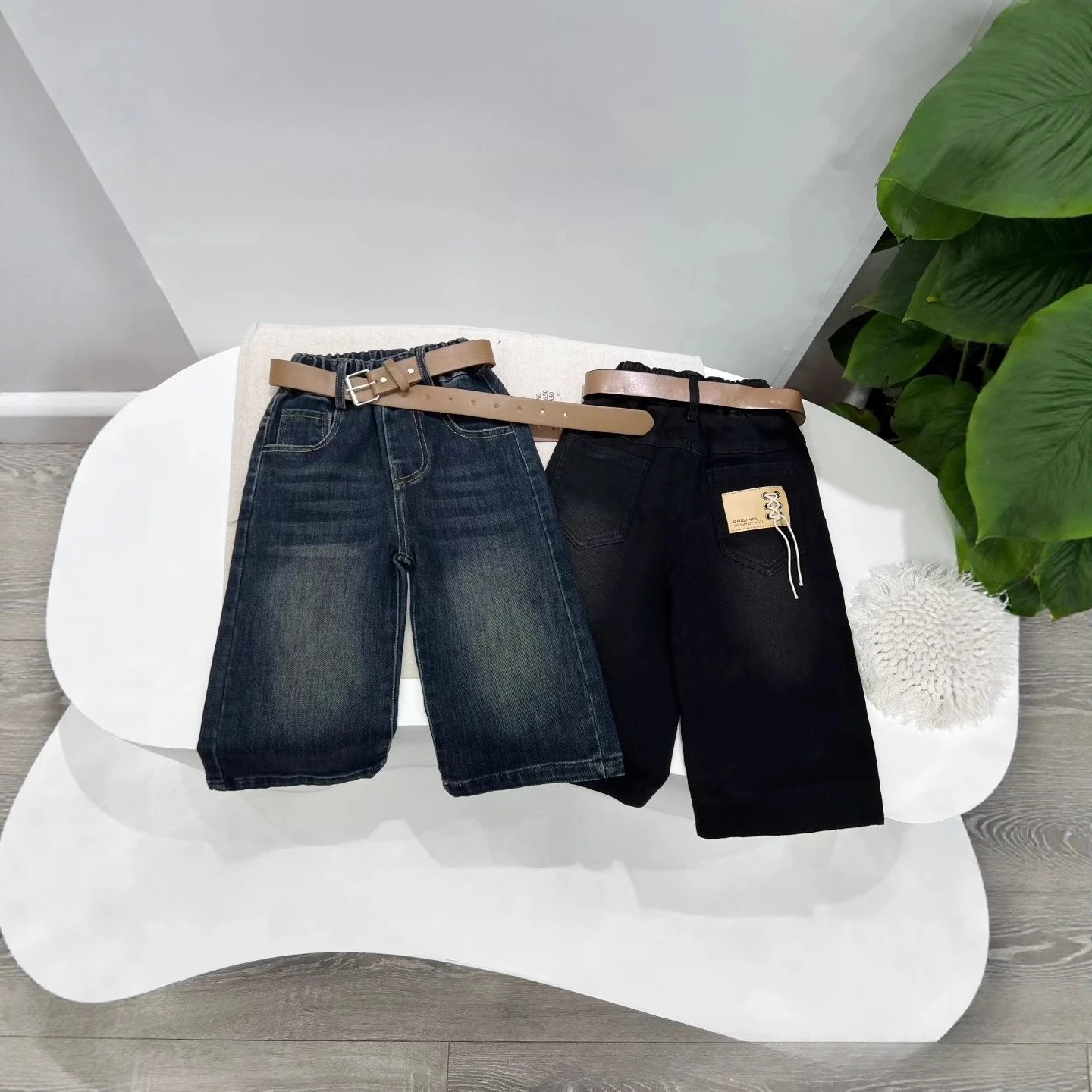 

Kids jeans for Girls pants without belts 2025 autumn Korean version straight trousers