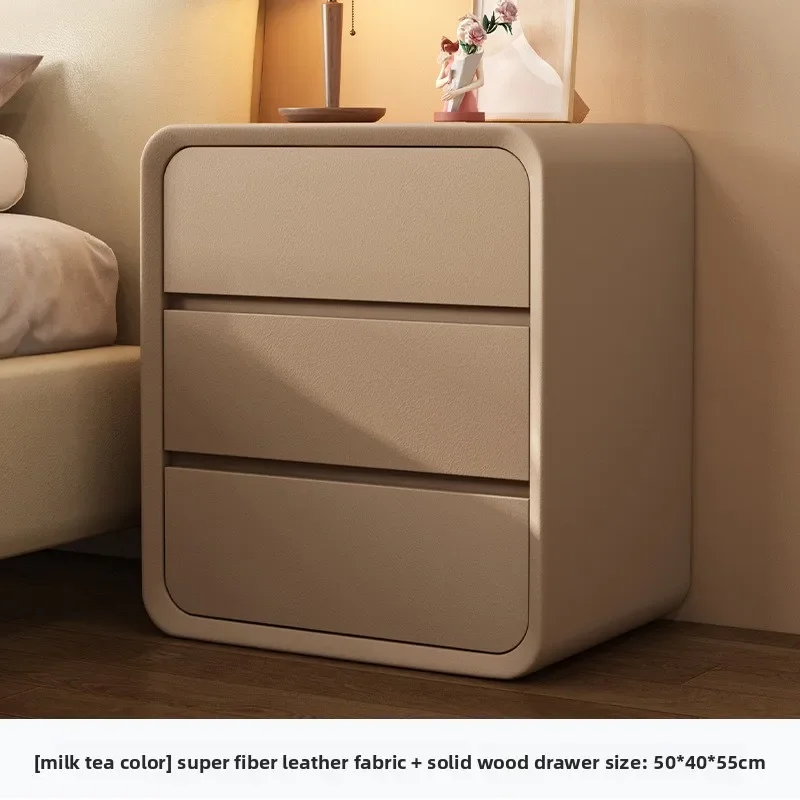 Bedside table Bedroom Multifunctional light luxury solid wood drawer Bedside cream wind storage Multifunctional cabinet Durable