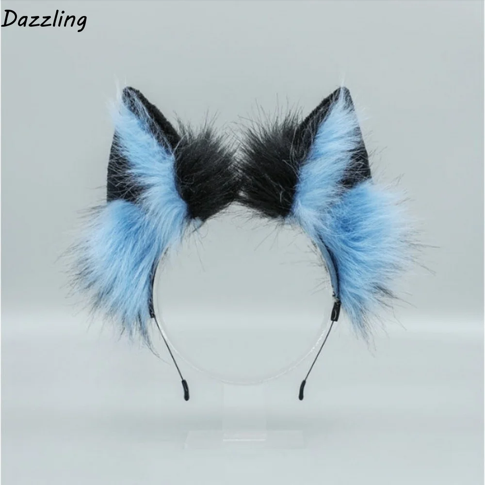 Funny Lolita Cat Ears Headband Animals JK Wolf Dog Hair Band Plush Hair Hoop Furry Cosplay Headwear Girls