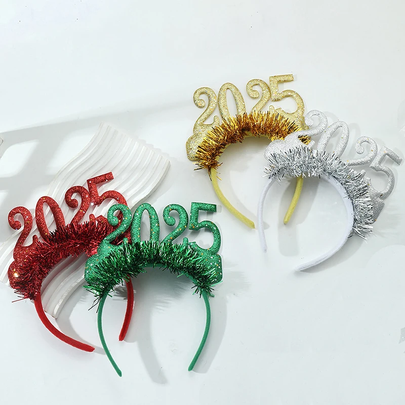 Letter 2025 Happy New Year Headband Glitter Crown Hair Hoop Christmas Headpiece Decorative Photographic Headwear Party Decor image 6