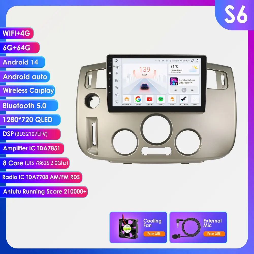 Hizpo 2din Android 14 Carplay Auto voor Renault Scenic LL 2004 - 2009 Autoradio GPS Stereo Multimedia Speler WIFI+4G DSP RDS BT SWC QLED Touchscreen