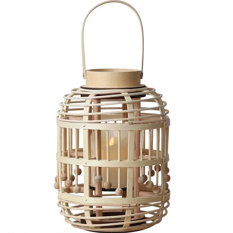 New Chinese wind lamp rattan atmosphere candle candle holder floor retro decorative ornament lantern