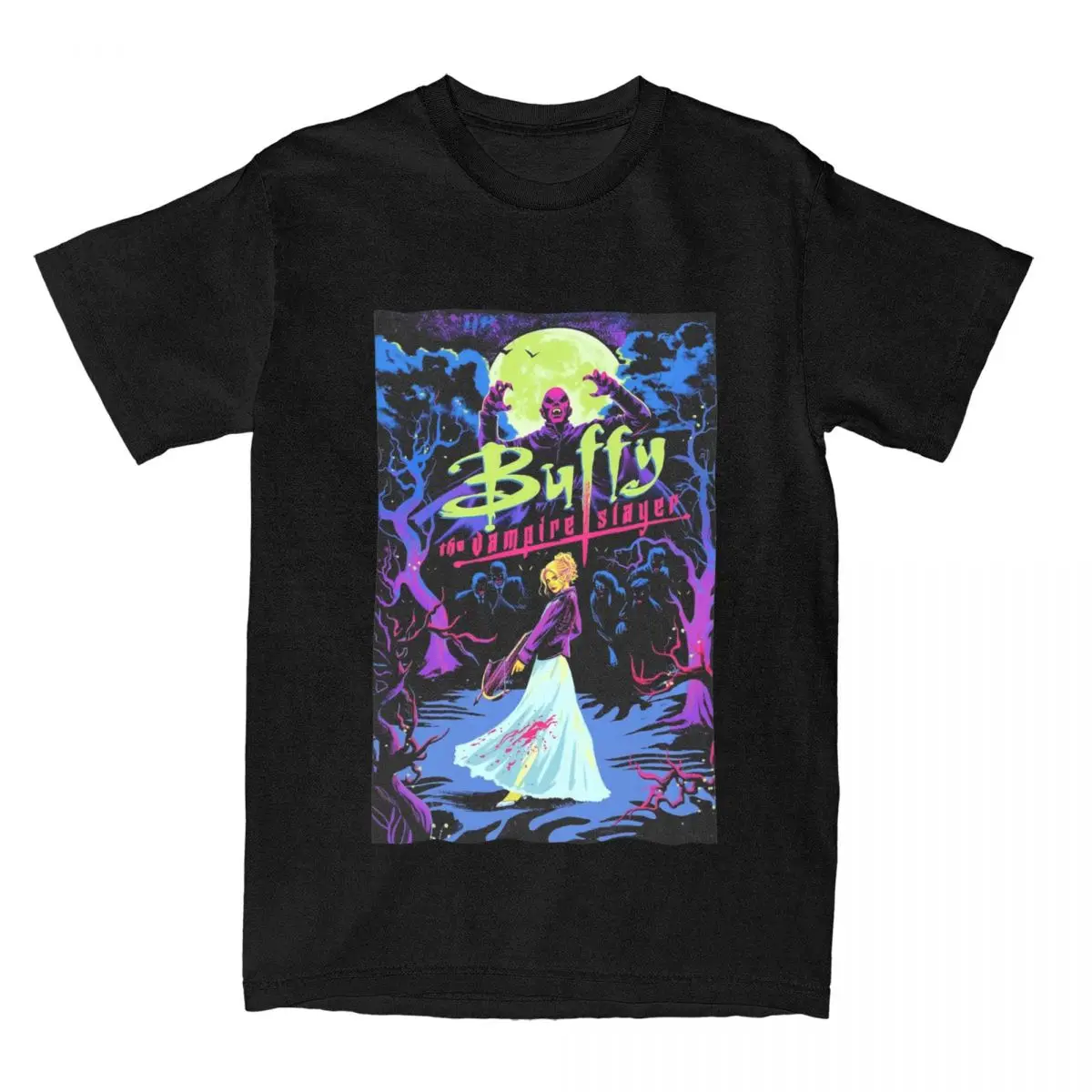

Buffy The Vampires Slayer T Shirts for Men Cotton Vintage T-Shirt Crew Neck Horor Movie Tee Shirt Short Sleeve Tops Summer