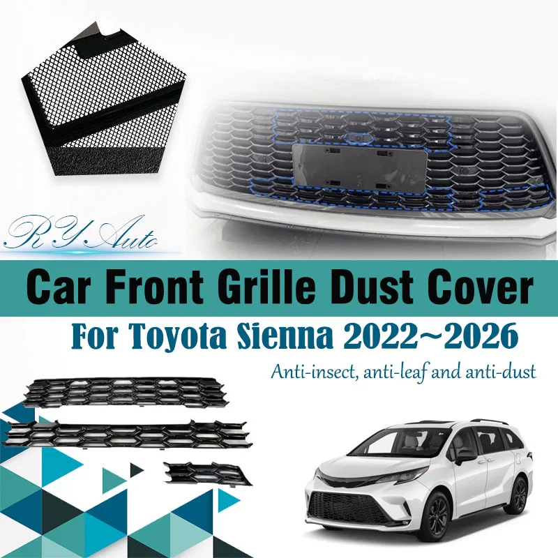 Car Grille Mesh For Toyota Sienna Granvia XL40 2022~2027 Anti-dusty Front Grille Dust Tank Air Covers Exterior Parts Accessories