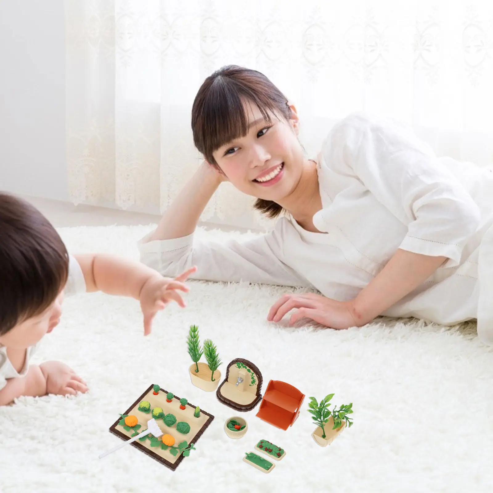 

1Set Mini House Decors Simulation Garden Plots Plastic Kid Play Accessory Outdoor Scene Layout Photography Props Micro Landscape