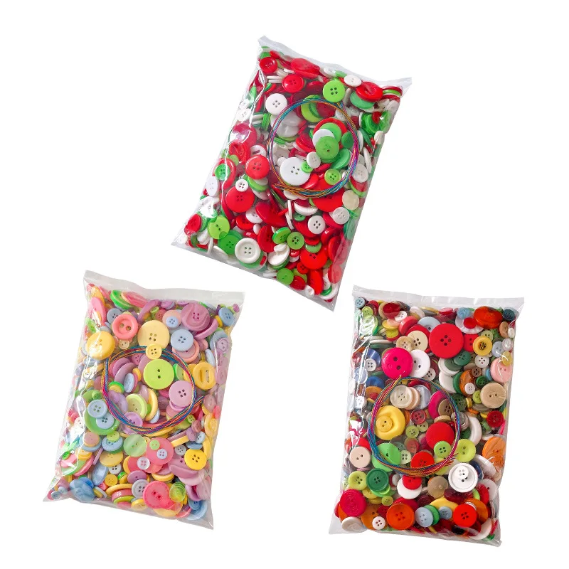 

Color Buttons Student Handmade Diy Button Flower Material Package Elementary School Kindergarten Creative Buttons