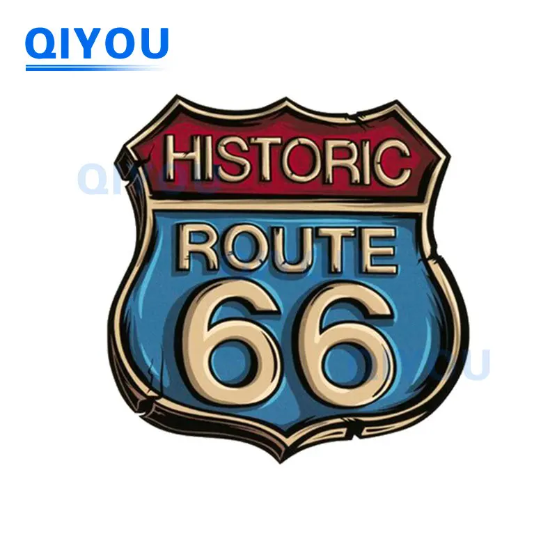 Retro Route 66 Car Stickers tem uma longa história de Highway PVC Decalque para Laptop Car Body Motorcycle Bumper Exterior Acessórios