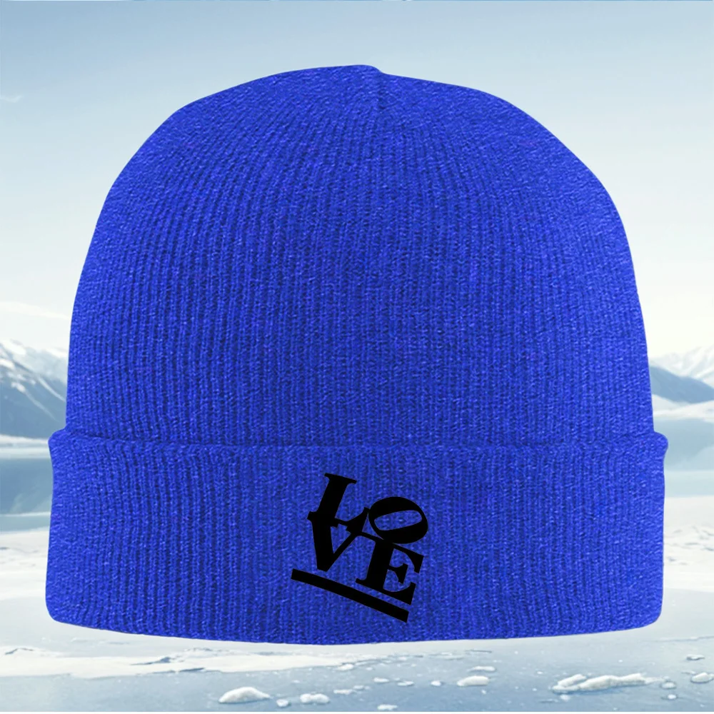 رسائل تصميم أنيقة تحميز الحب الرجال النساء للجنسين محبوك قبعة قبعة صوفية قبعة الشتاء الحرارية الدافئة عيد الميلاد في الهواء الطلق Cyc