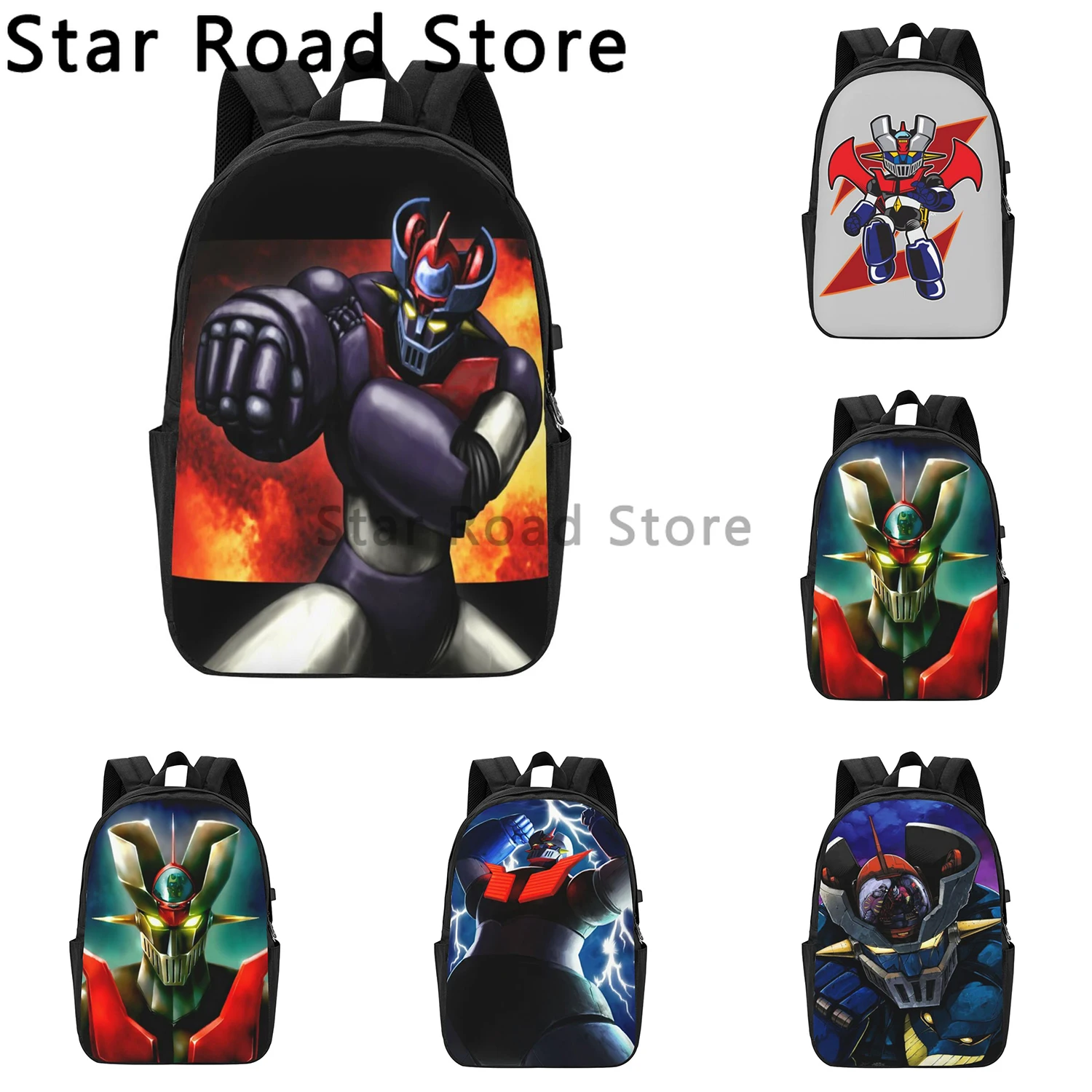 Mazinger Z Laptop Backpack Women Men Fashion Bookbag for School College Student UFO Robot Anime Manga Bag