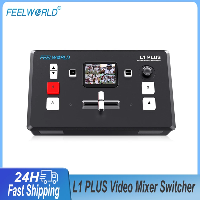 FEELWORLD L1พลัสเครื่องผสมวิดีโอกล้องหลายตัวสลับการควบคุม PTZ หน้าจอสัมผัส USB3.0สตรีมมิ่งอย่างรวดเร็ว SDI