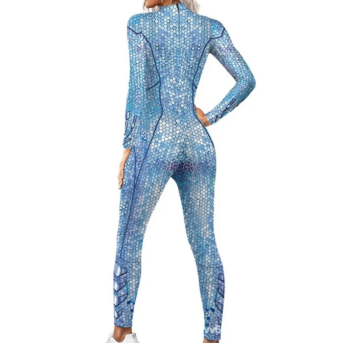 Erwachsenen-Jumpsuit mit Fischschuppen-Druck, Meerjungfrauen-Cosplay-Bodysuit, Kostüm für Halloween-Party, Rollenspiel, Karneval, Digitaldruck-Outfit – Detail 14