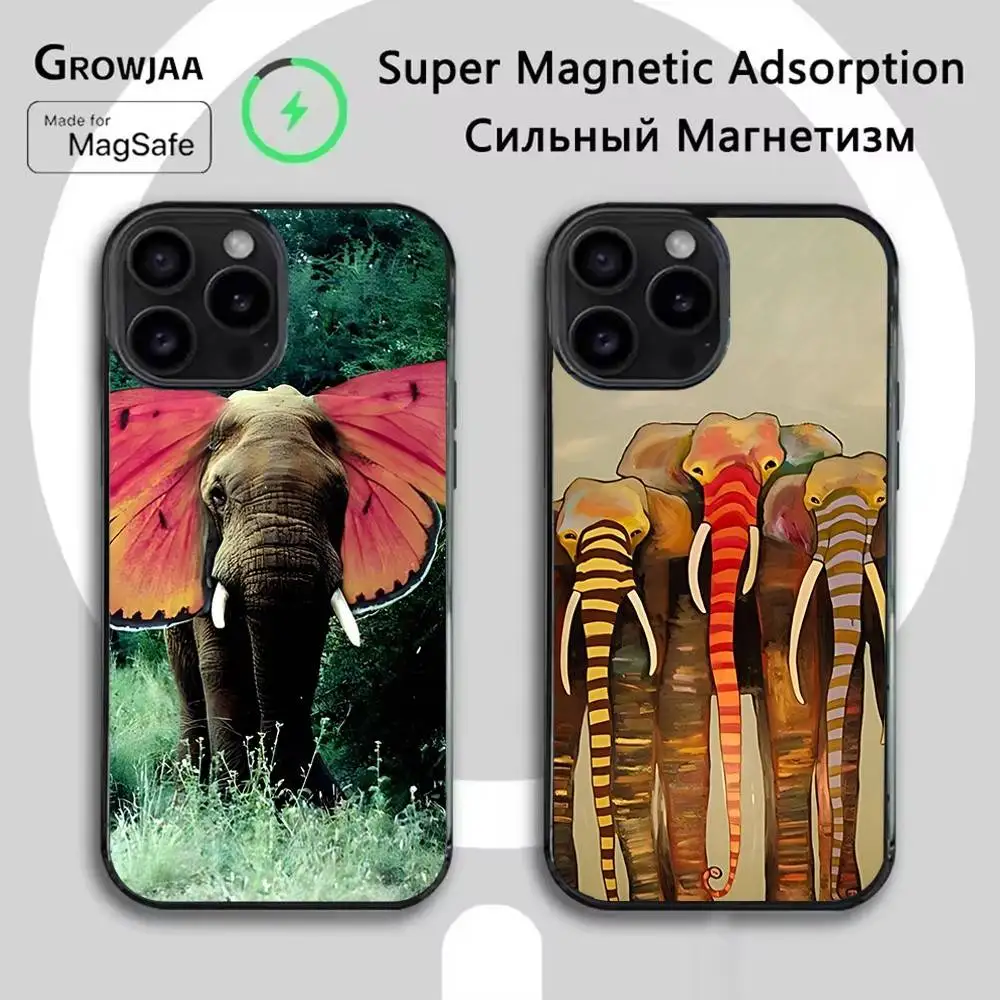 

Cute Cartoon Elephant Animal Phone Case For iPhone 16e,16,15,14,13,12,11,Plus,Pro,Max,Mini Magsafe Magnetic Wireless Charging