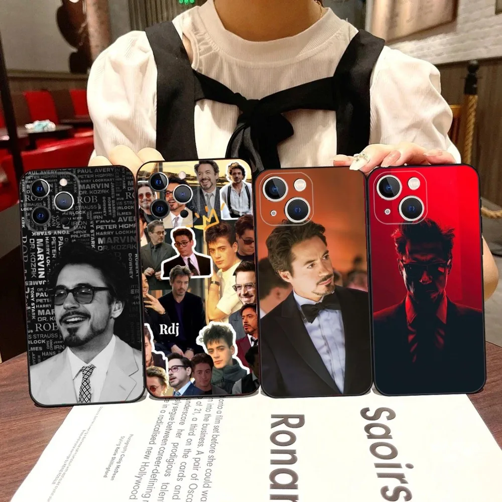 Actor R-Robert D-Downey Jr. Phone Case For iPhone 16,15,14,13,12,11,Pro,X,XS,Max,XR,Plus,Mini Black Soft Silicone Case