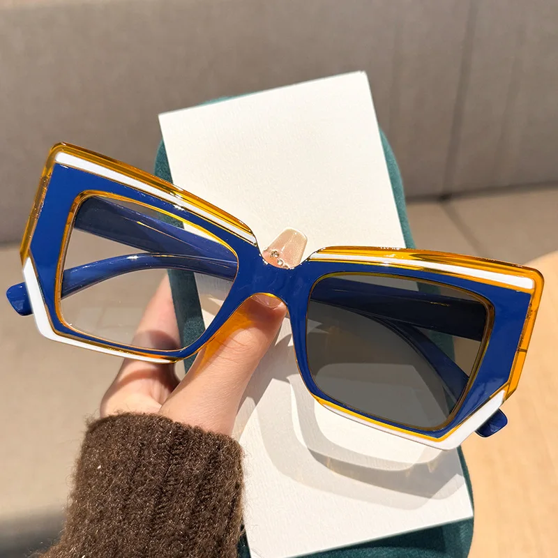 Modische Cat-Eye-Photochrome Myopie-Brille, künstlerisch, großer Rahmen, beliebte vielseitige Damen- und Herren-HD-Kurzsichtbrille, 0 bis -4,0 – Detail 6