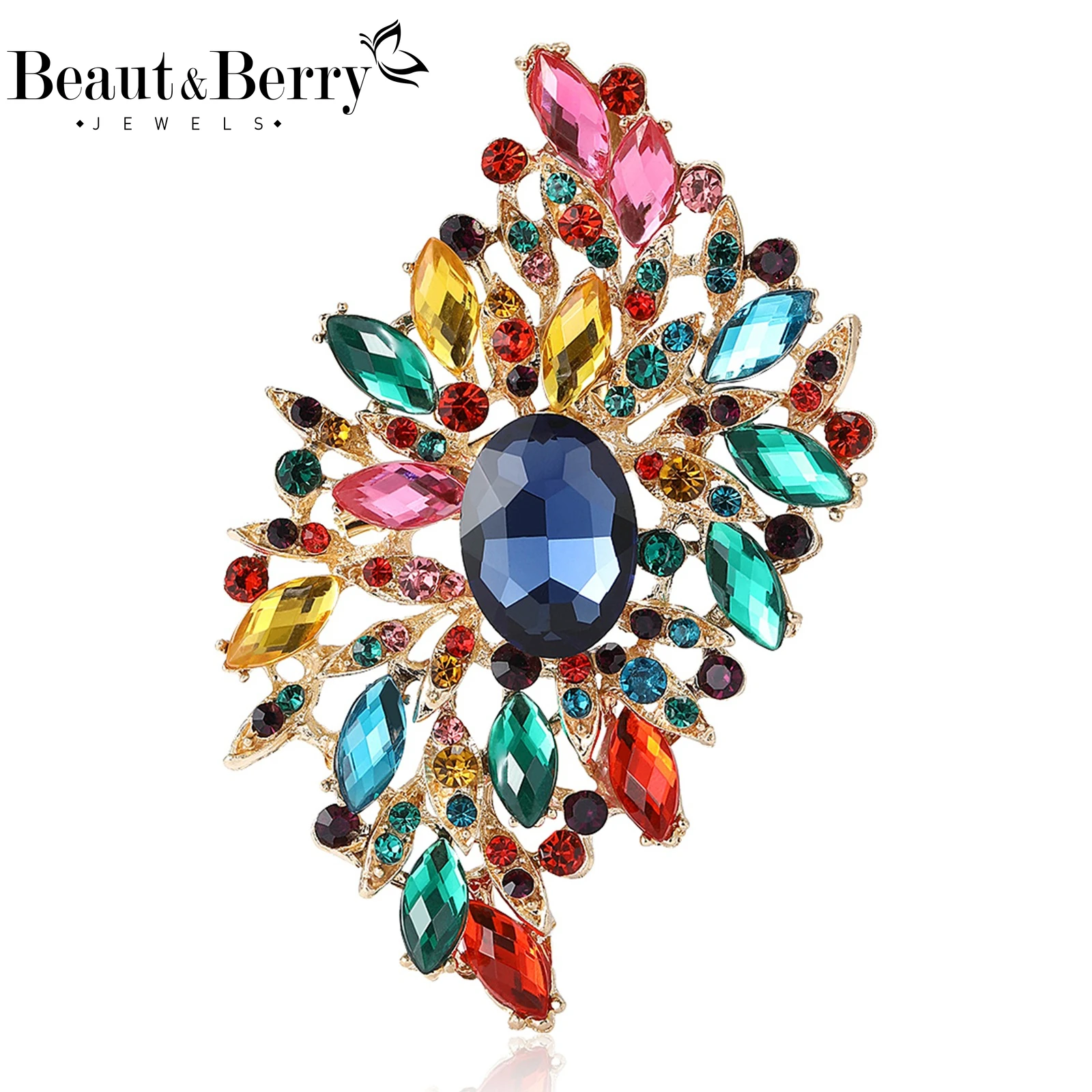 

Beaut&Berry Trendy Rhinestones Leaf Brooches for Women Unisex Creativity Pins Casual Party Jewelry Accessories Gifts Decoration