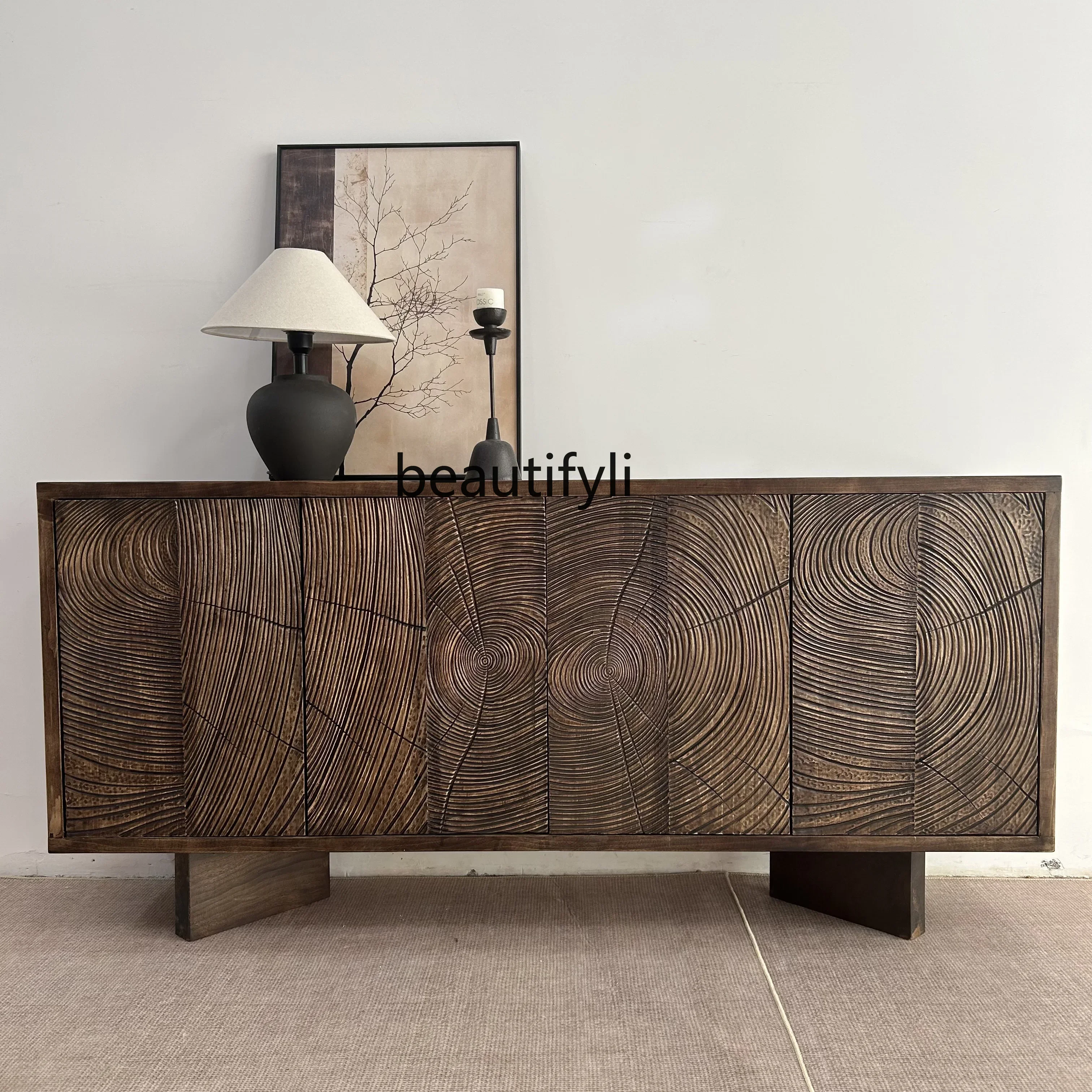 

D30HWabi-sabi decorative cabinet designer storage antique retro dining side cabinet living room solid wood cabinet