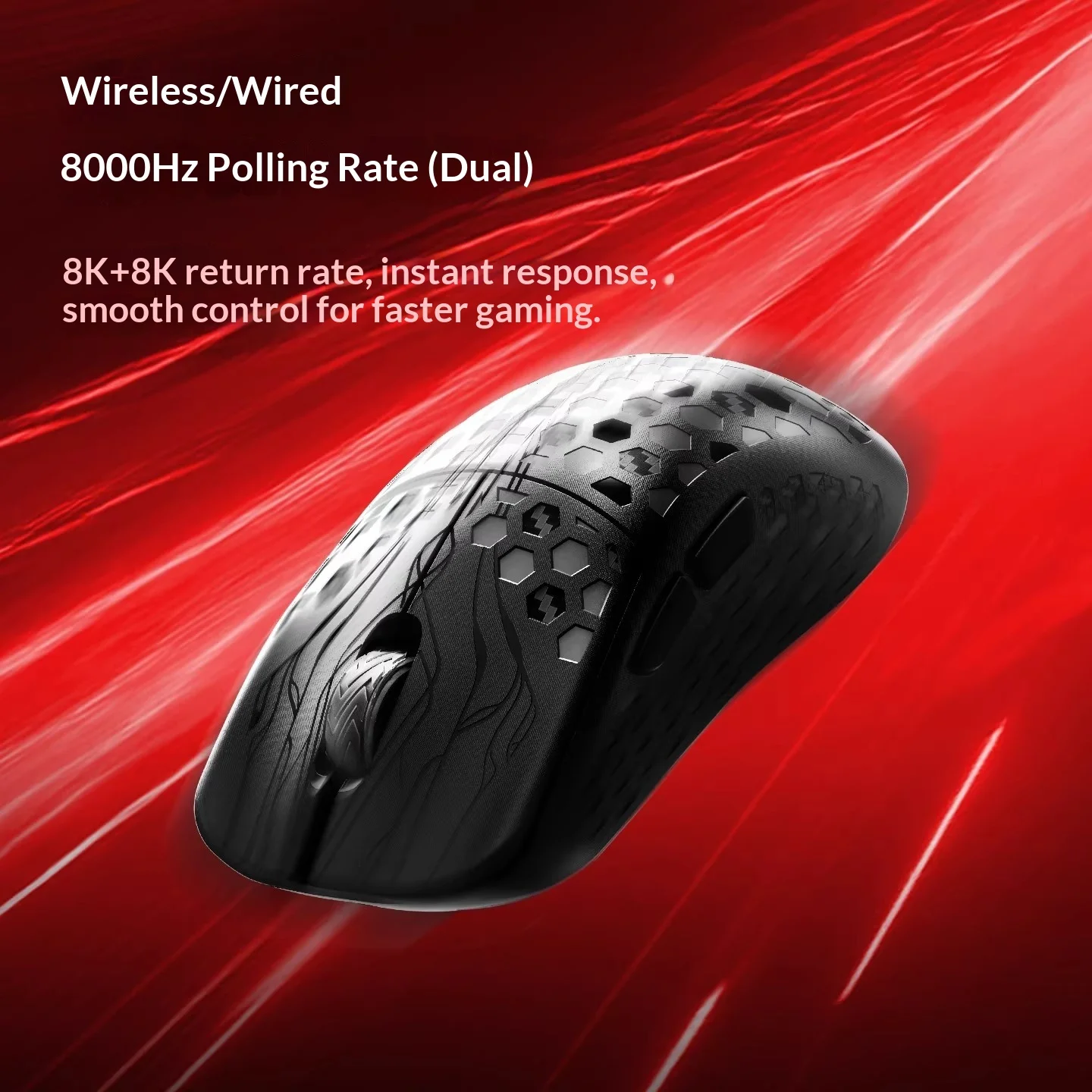 Mouse Gamer e para Esports Lemokey LM7 AIR em Fibra de Carbono, Leve, Sem Fio, Dual 8K, Keychron