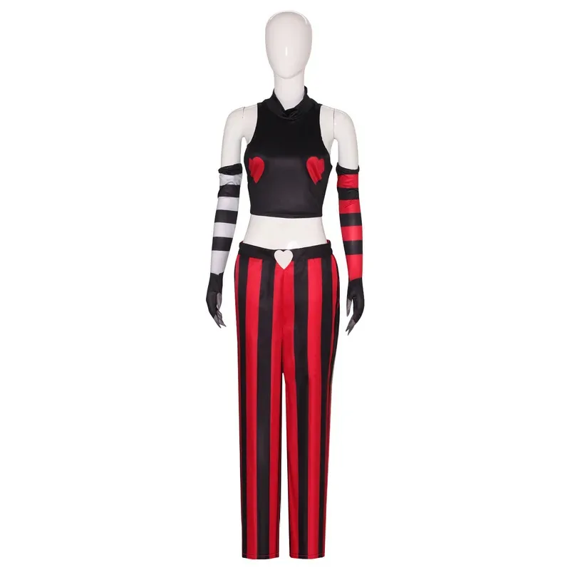 

25COSHazbin аниме отель бархатный косплей костюм красный и черный униформа топ брюки перчатки для девочек роль косплей сексуальные костюмы Хэллоуин пар