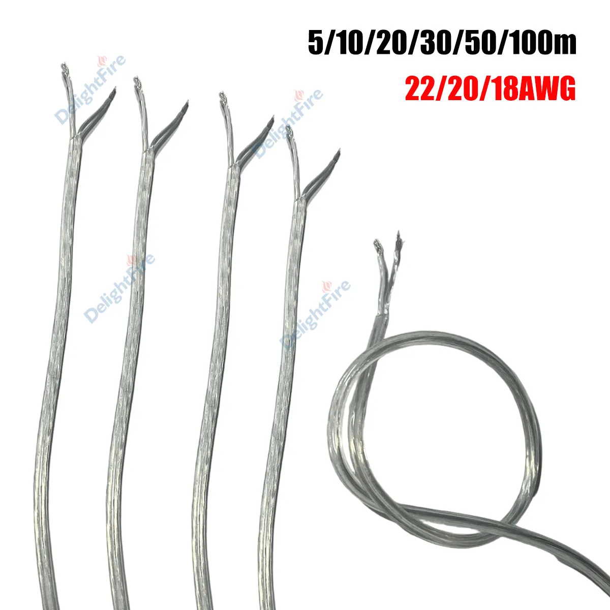 

12V Transparent Electrical Wire Flexible Clear 2 Core Round Cable for LED Lamp Light Bar Speaker Audio DIY Lighting Projects