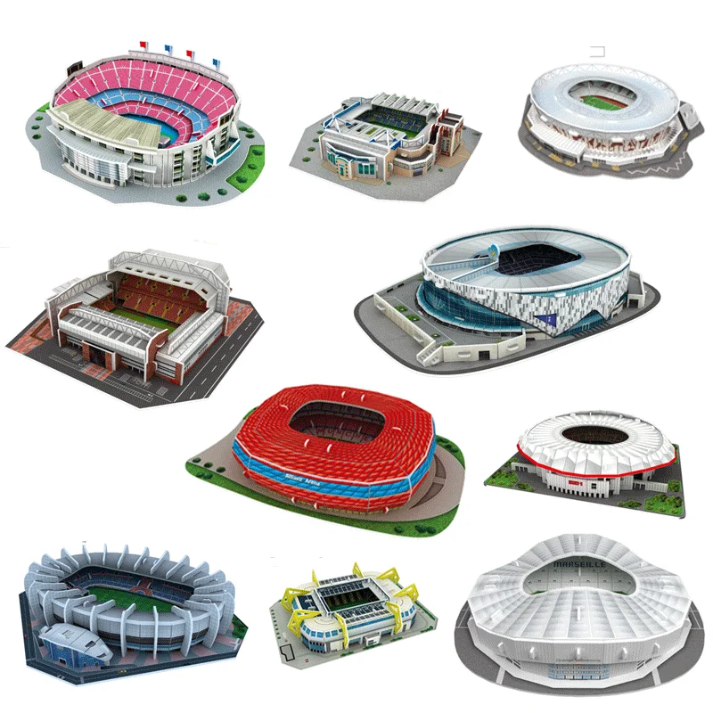 3D Stadium Puzzle Bernabeu Camp Nou Anfield Stadium  League Football Stadium Model, Famous Buildings Children's 3d Puzzle Toys