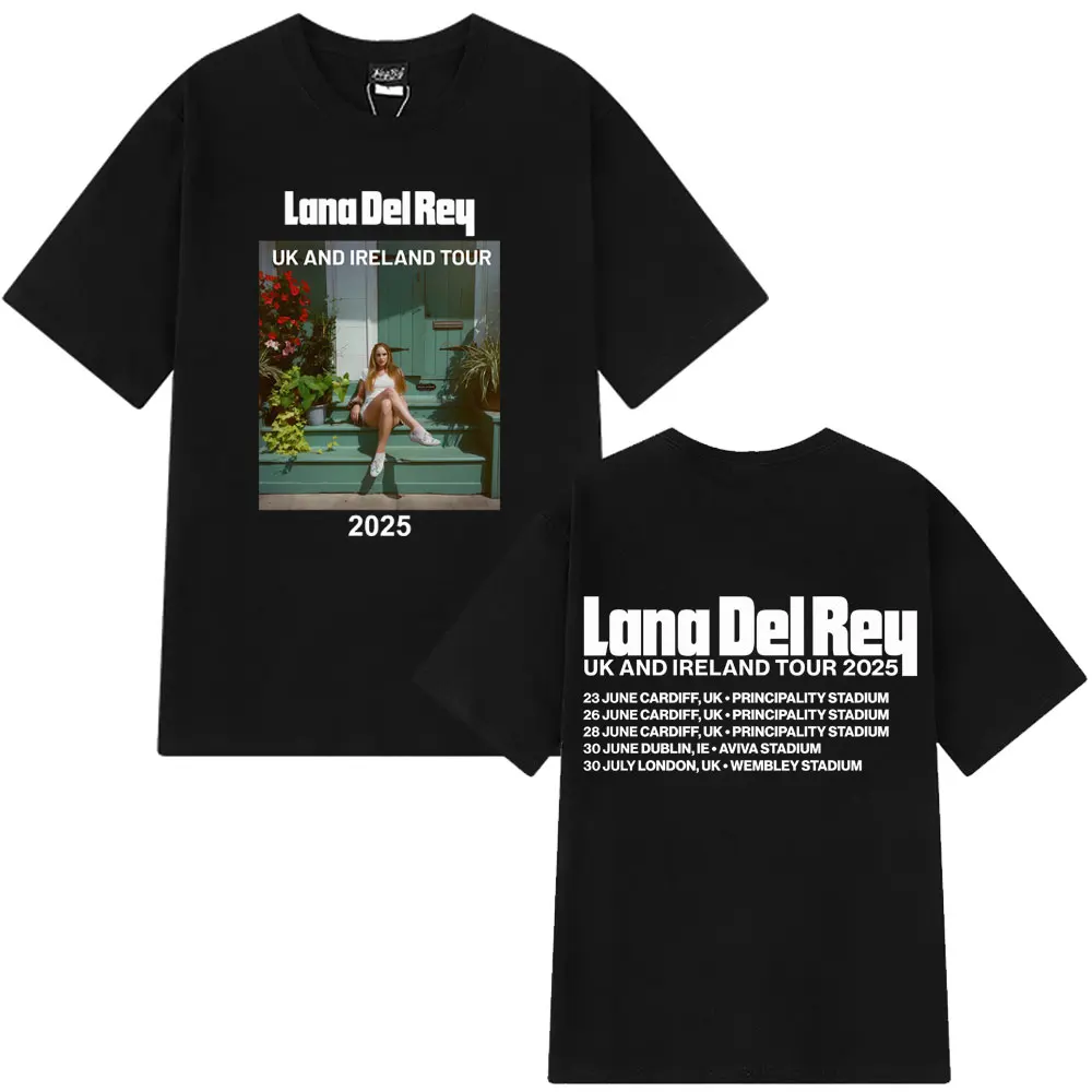 

Футболка Lana Del Rey UK and Ireland Tour 2025 для мужчин и женщин в стиле хип-хоп, модные футболки с короткими рукавами, летние хлопковые футболки унисекс