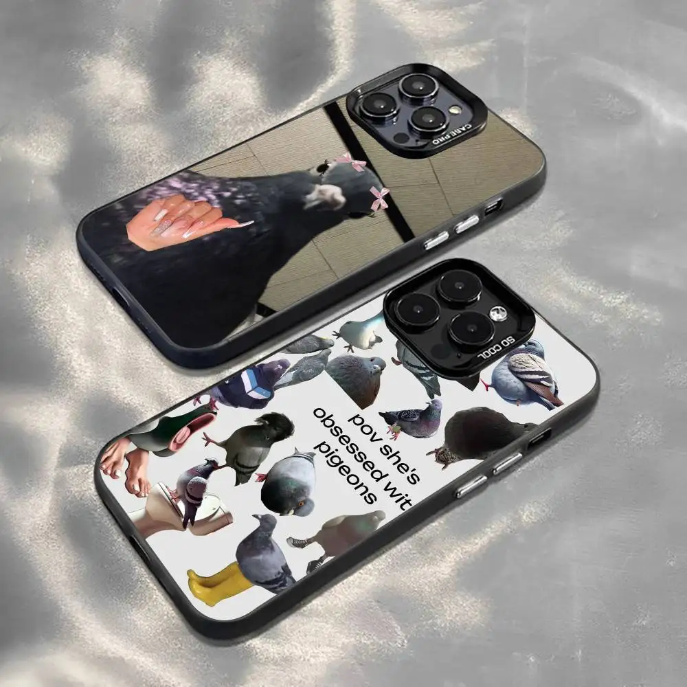 

Funny silly pigeon Phone Case For iPhone 17,16,15,14,13,12,11 Plus,Pro Max,XS,Colorful Silver Phone case Funda Cover