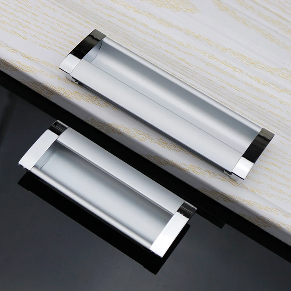 سبائك الألومنيوم المخفية إصبع درج مقبض سحب الأثاث أخفى فلوش راحة جزءا لا يتجزأ من خزانة درج مقبض سحب الأجهزة